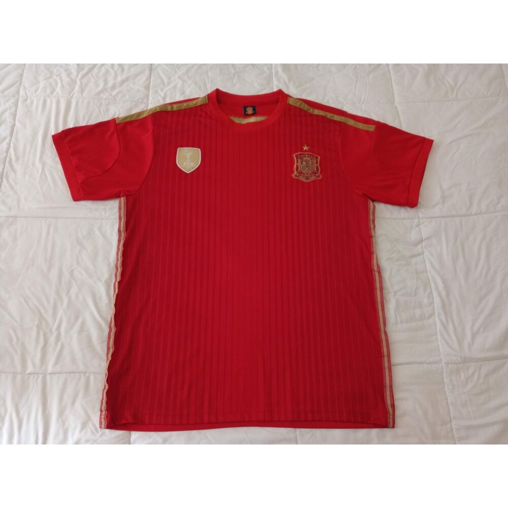 España Spain National Team 2010 World Cup Patch Red & Gold Jersey Top Men's XL